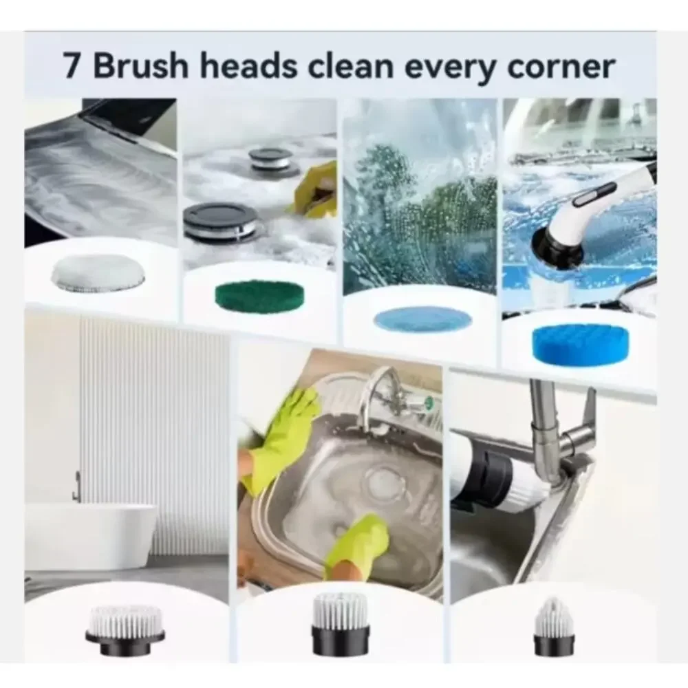 9 In 1 Electric Cleaning Brush Cordless Spin Scrubber USB C New